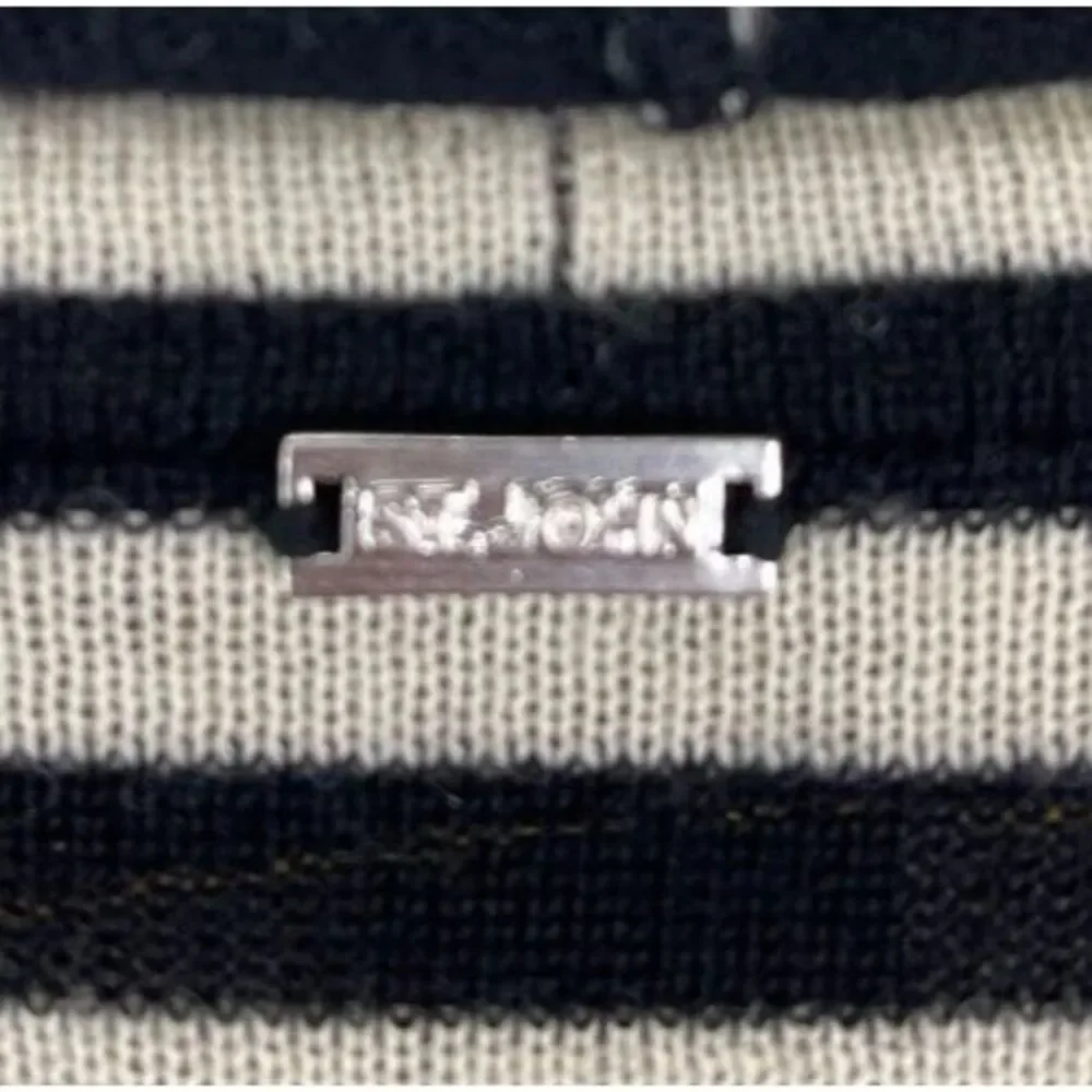 St. John Women's Striped Long Sleeve Open Front Cardigan Sweater Black Large‎